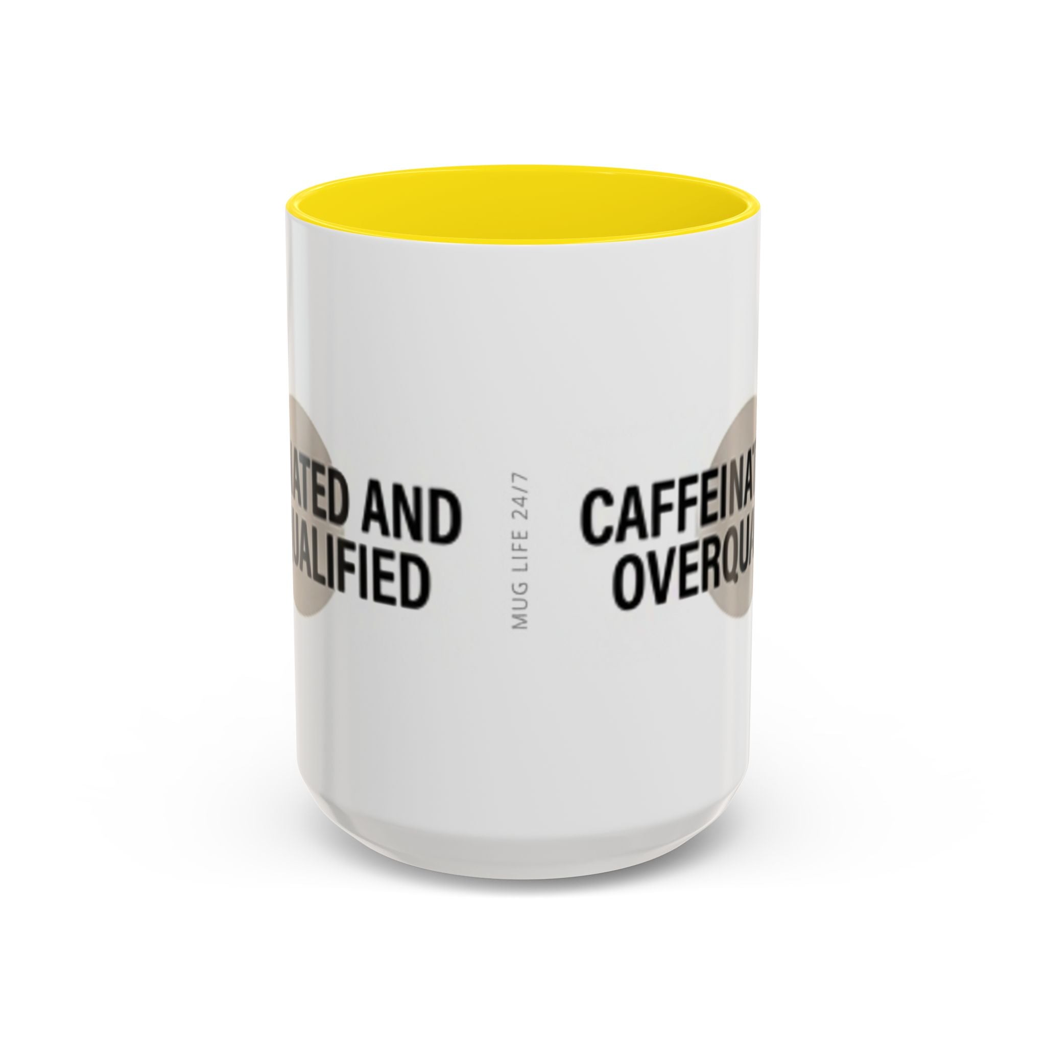 Caffeinated and Overqualified Accent Coffee Mug — 11/15oz