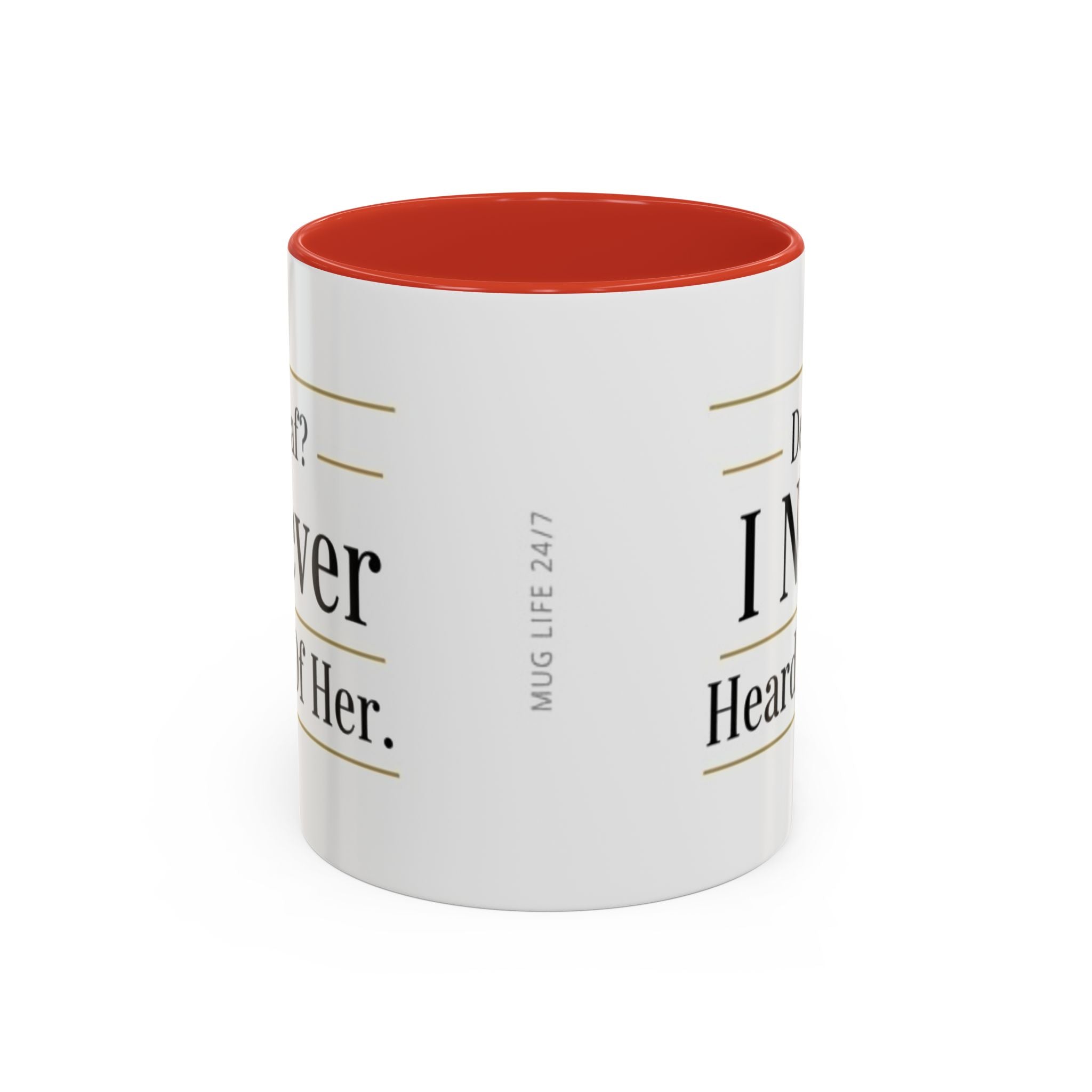 Decaf, I Never Heard of Her Accent Coffee Mug — Funny Coffee Lover Gift (11/15oz)